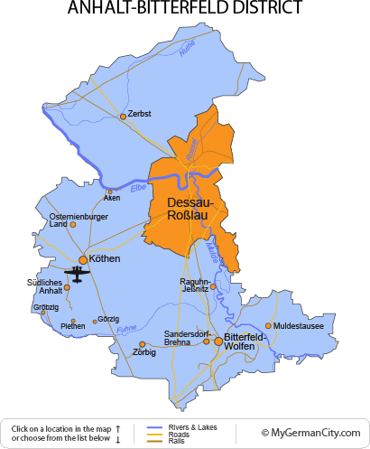 Map of the Anhalt-Bitterfeld District