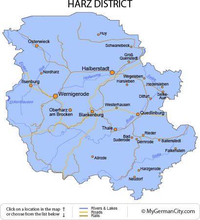 Map of the Harz District