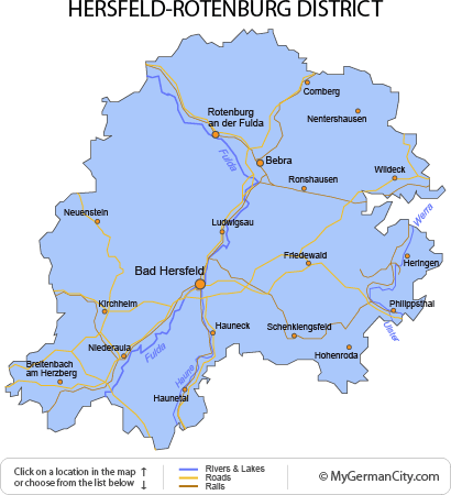 Map of the Hersfeld-Rotenburg District