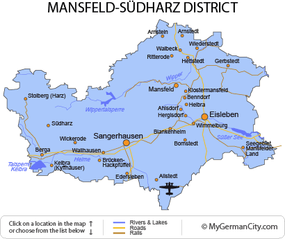 Map of the Mansfeld-Südharz District